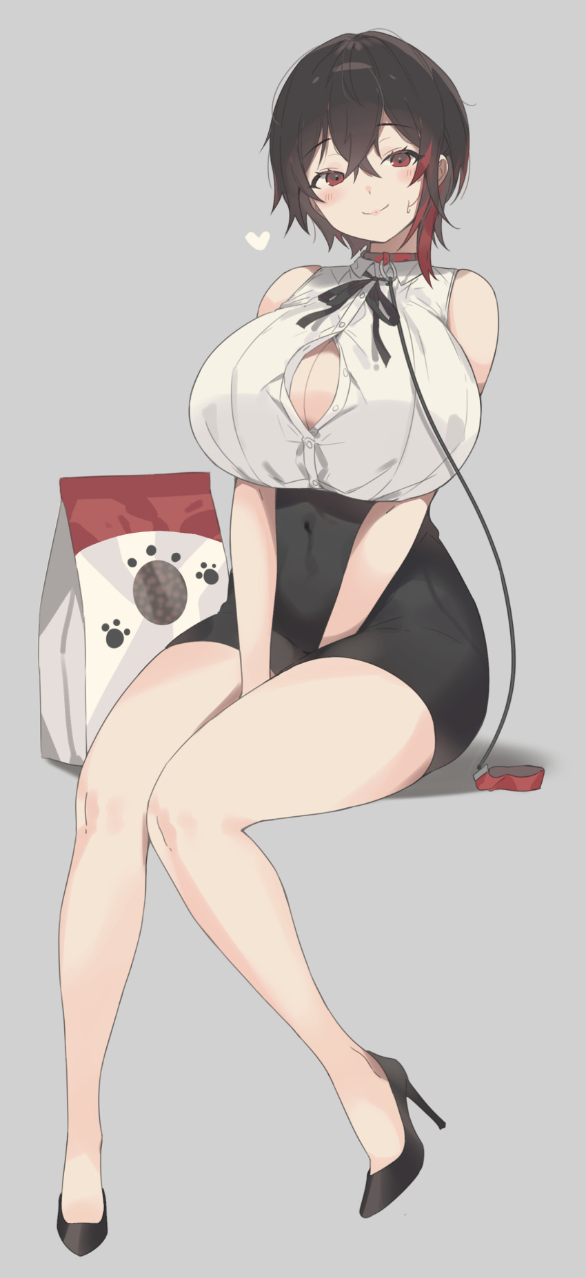 1girl, absurdres, bangs, bare_arms, bare_shoulders, between_legs, black_footwear, black_hair