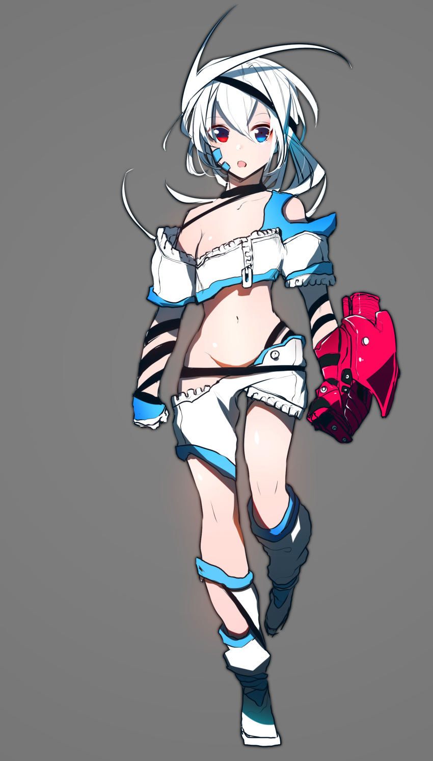 1girl, :o, absurdres, black_choker, blue_eyes, choker, copyright_request, full_body