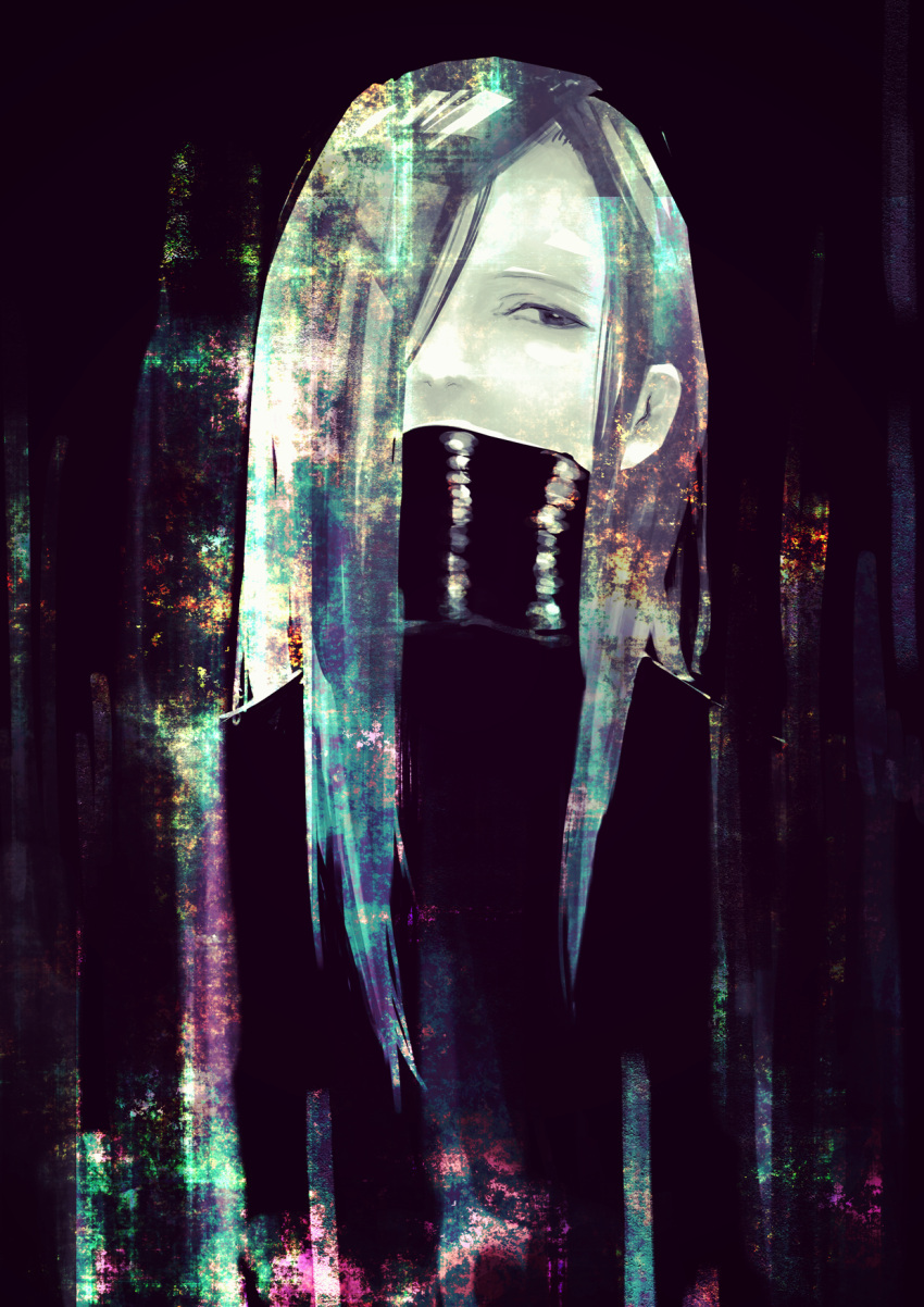1boy, abara_hanbee, bangs, black_eyes, brown_hair, commentary_request, covered_mouth, dark