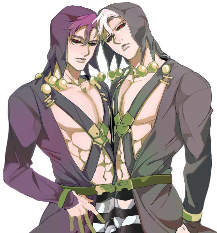 2boys, black_sclera, clone, colored_sclera, h, hanrushi, highres, jojo_no_kimyou_na_bouken
