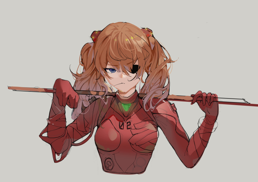 1girl, absurdres, bangs, black_eyepatch, blue_eyes, bodysuit, chinese_commentary, closed_mouth