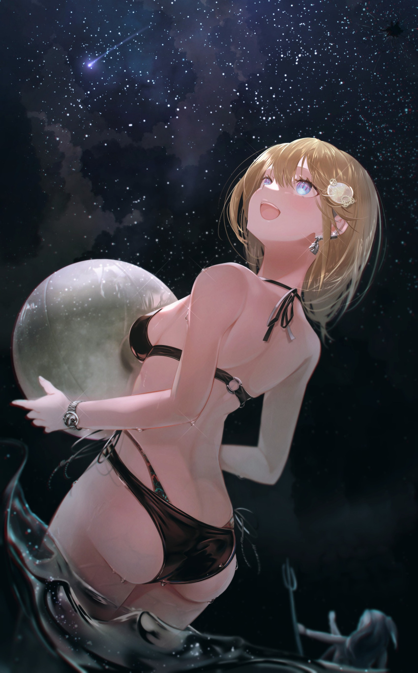 2girls, :d, absurdres, ass, ball, beachball, bikini, bikini_bottom