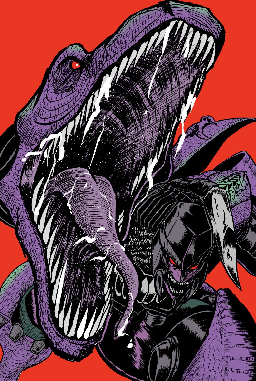 1boy, beast_wars, beast_wars:_transformers, highres, leaning_forward, looking_at_viewer, mecha, megatron