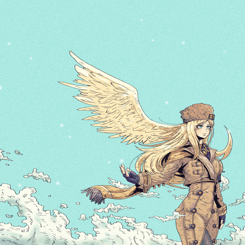 absurdres, blonde_hair, blue_eyes, coat, fur_hat, guilty_gear, guilty_gear_strive, han_gong