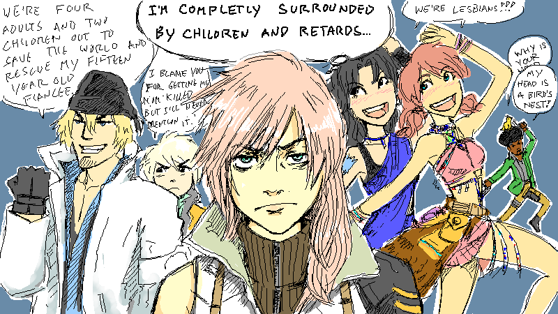 awesome_face, english, eye_twitch, final_fantasy, final_fantasy_xiii, hope_estheim, lightning_farron, oekaki