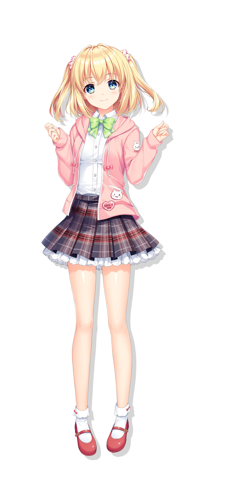 1girl, alpha_(yukai_na_nakamatachi), bangs, blonde_hair, blue_eyes, blush, cardigan, closed_mouth