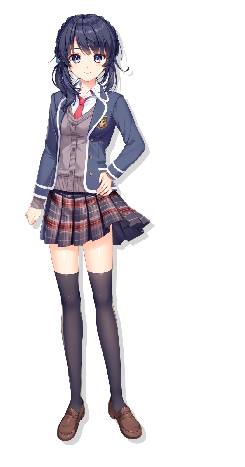 1girl, alpha_(yukai_na_nakamatachi), black_footwear, black_hair, black_legwear, blazer, blue_eyes, braid