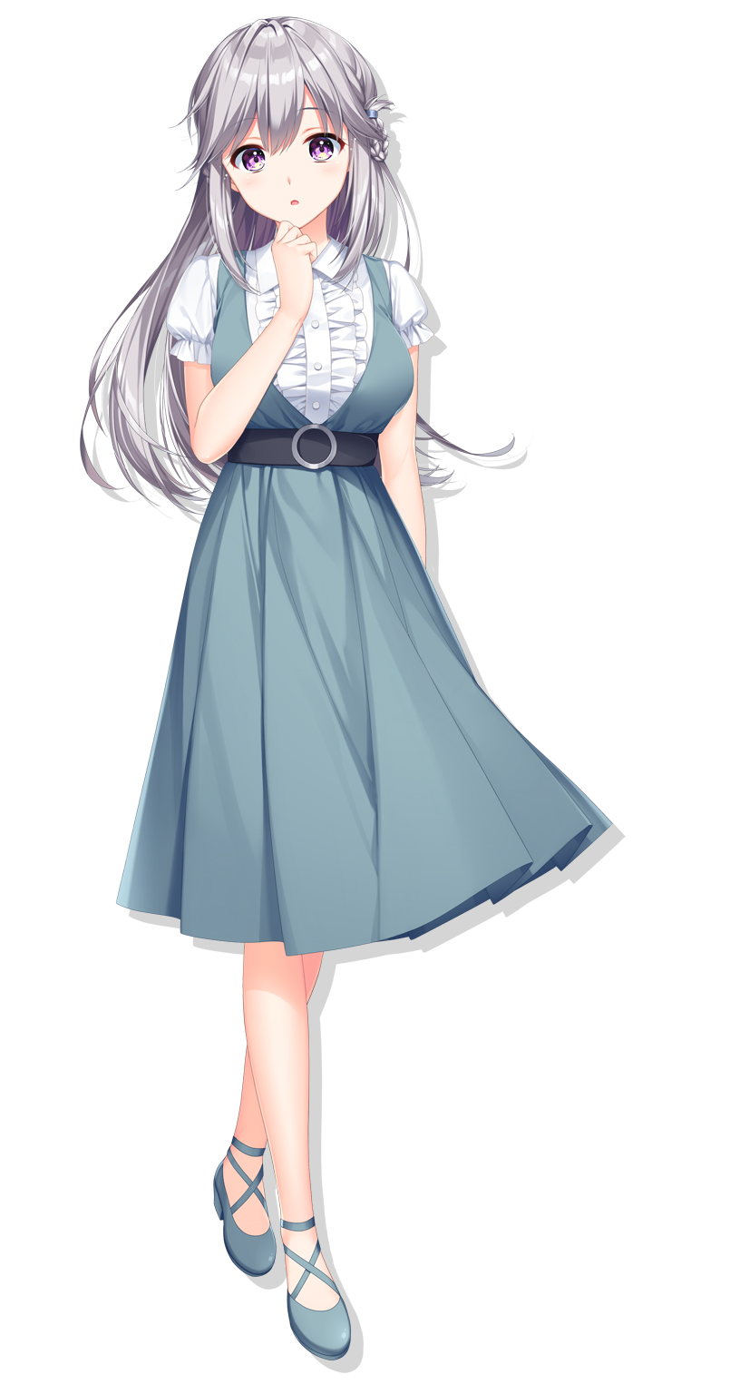 1girl, alpha_(yukai_na_nakamatachi), bangs, belt, black_belt, blush, collared_shirt, dress