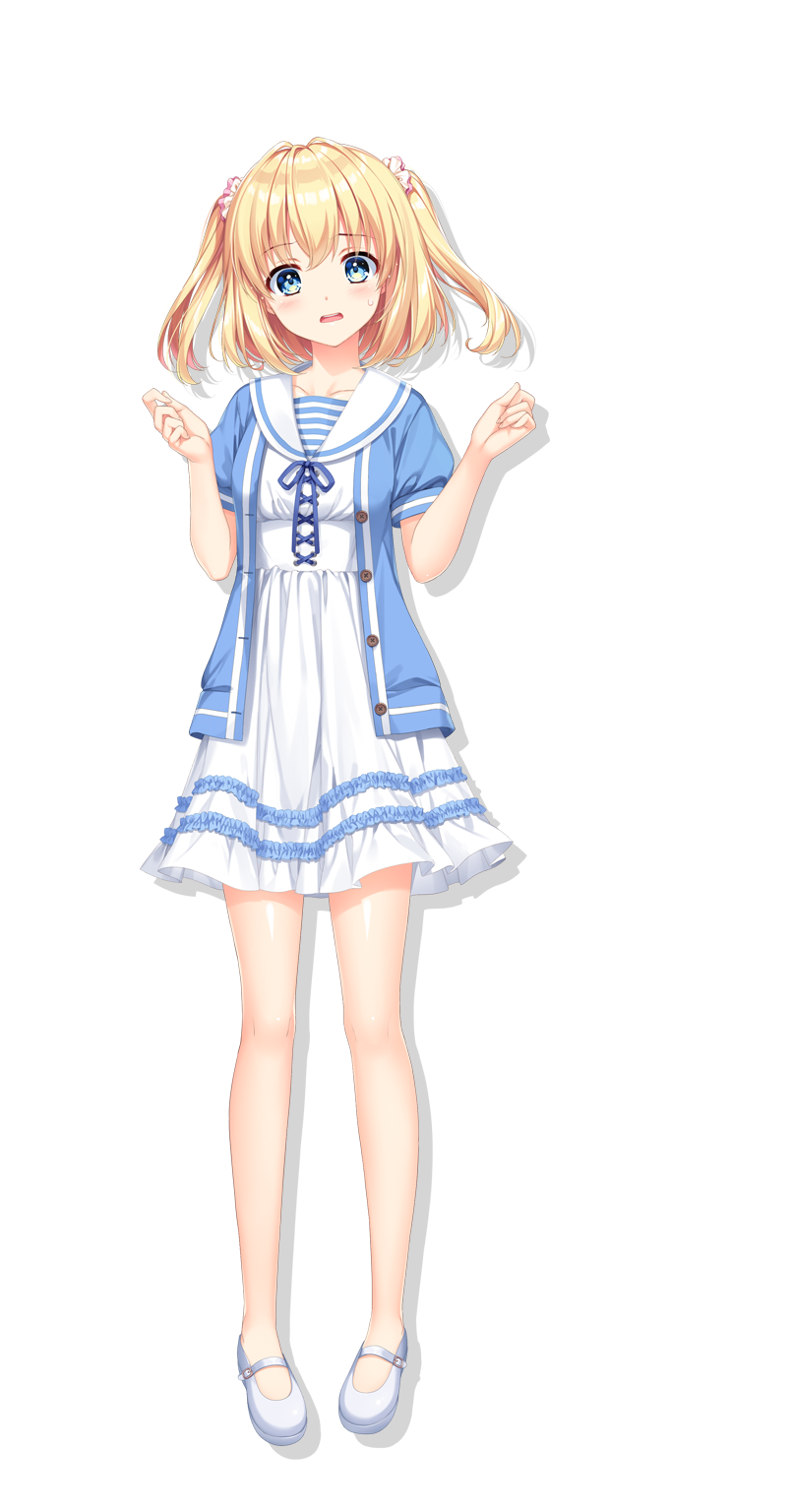 1girl, alpha_(yukai_na_nakamatachi), bangs, blonde_hair, blue_eyes, blue_jacket, blush, collarbone