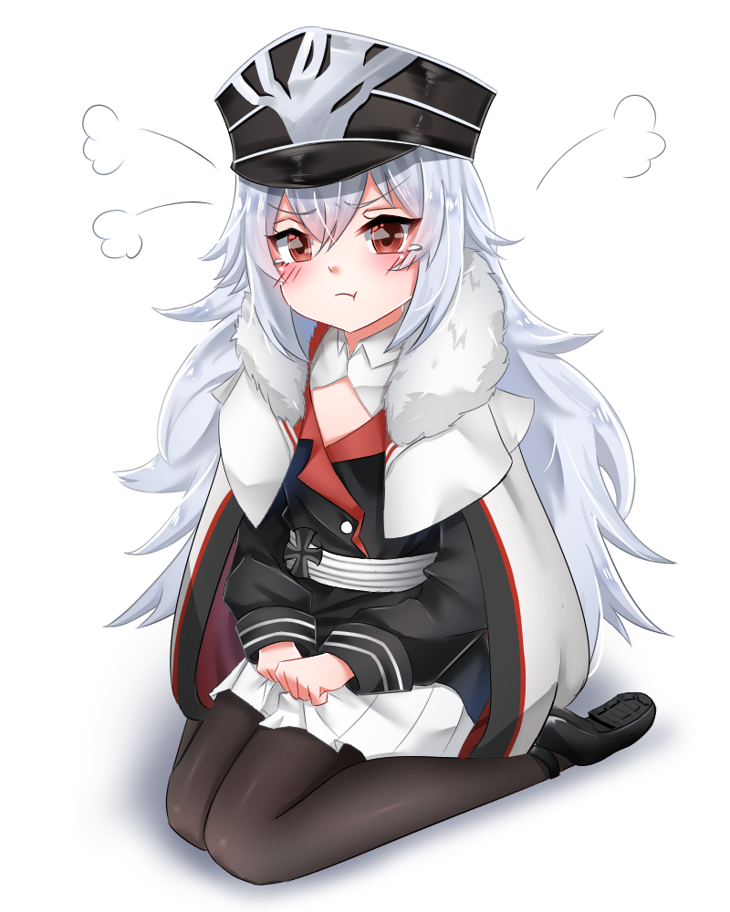 1girl, azur_lane, bangs, black_footwear, black_legwear, blush, brown_eyes, coat