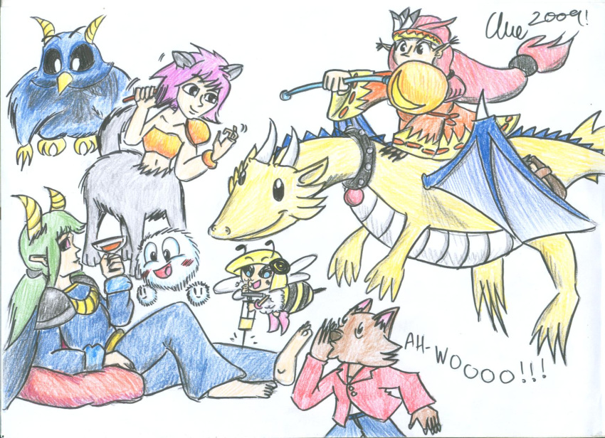 chiko_(puyopuyo), dragon, honey_bee, honeybee, lycanthrope, mamono, puyopuyo, satan_(puyopuyo)