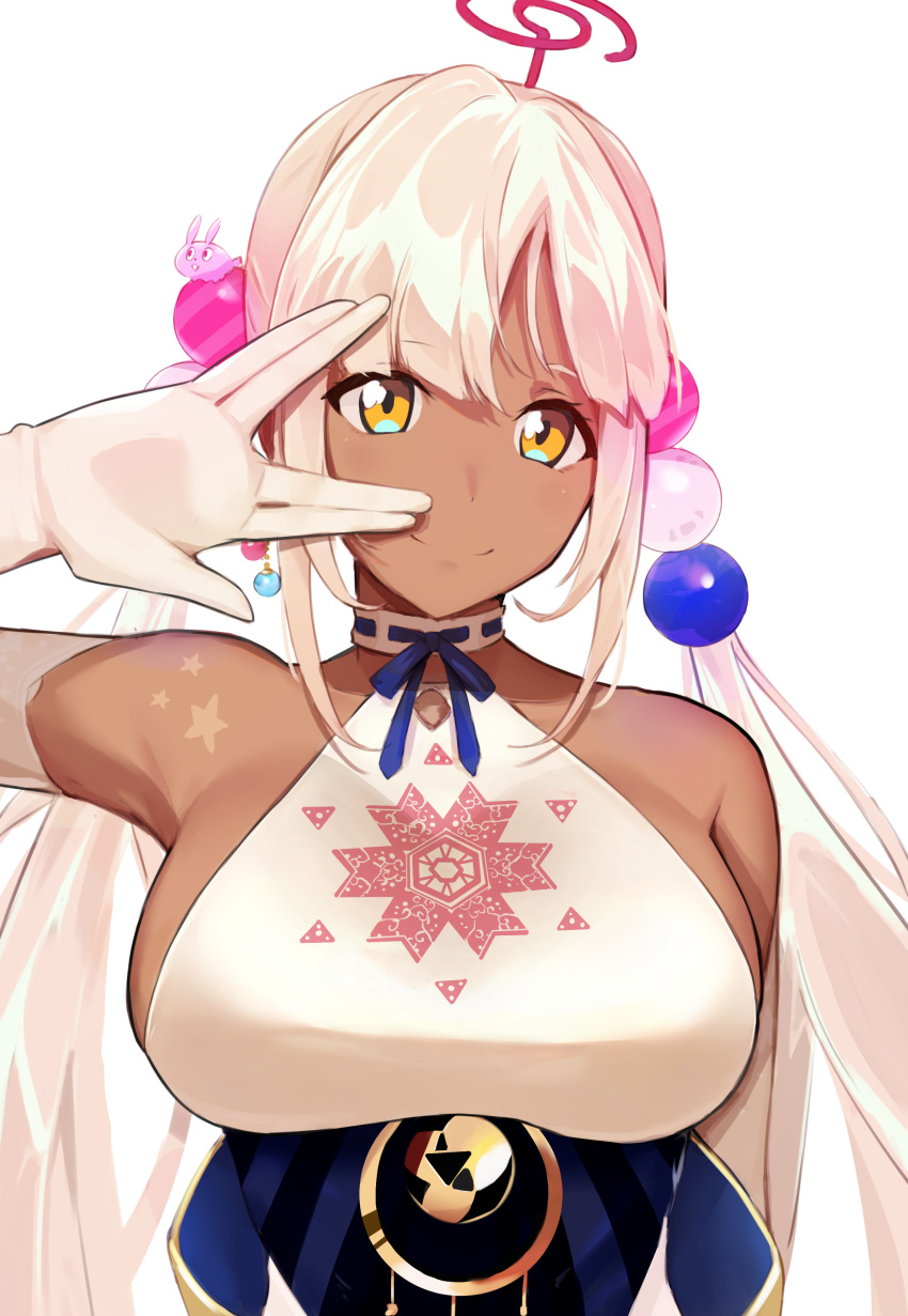 1girl, absurdres, breasts, brown_eyes, dark-skinned_female, dark_skin, elbow_gloves, gloves