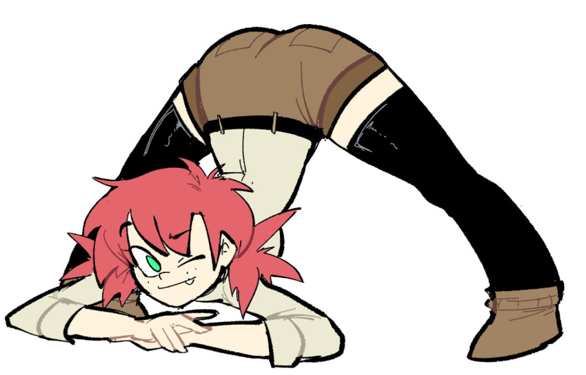 1girl, ankle_boots, aqua_eyes, ass, belt, black_belt, black_legwear, boots