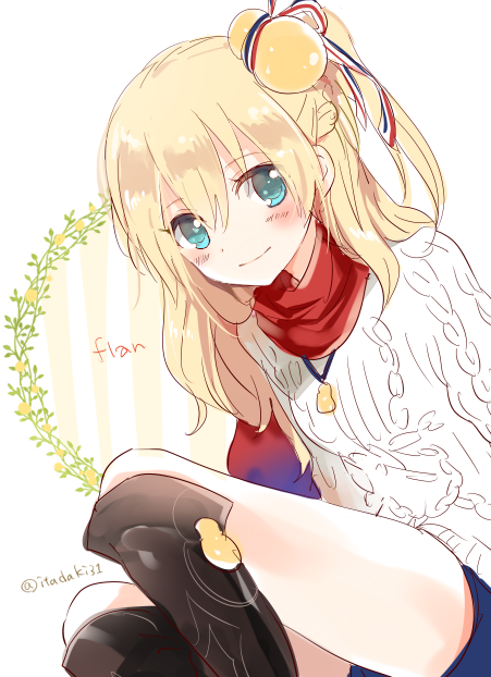 1girl, aqua_eyes, black_footwear, blonde_hair, blue_shorts, blush, boots, character_name