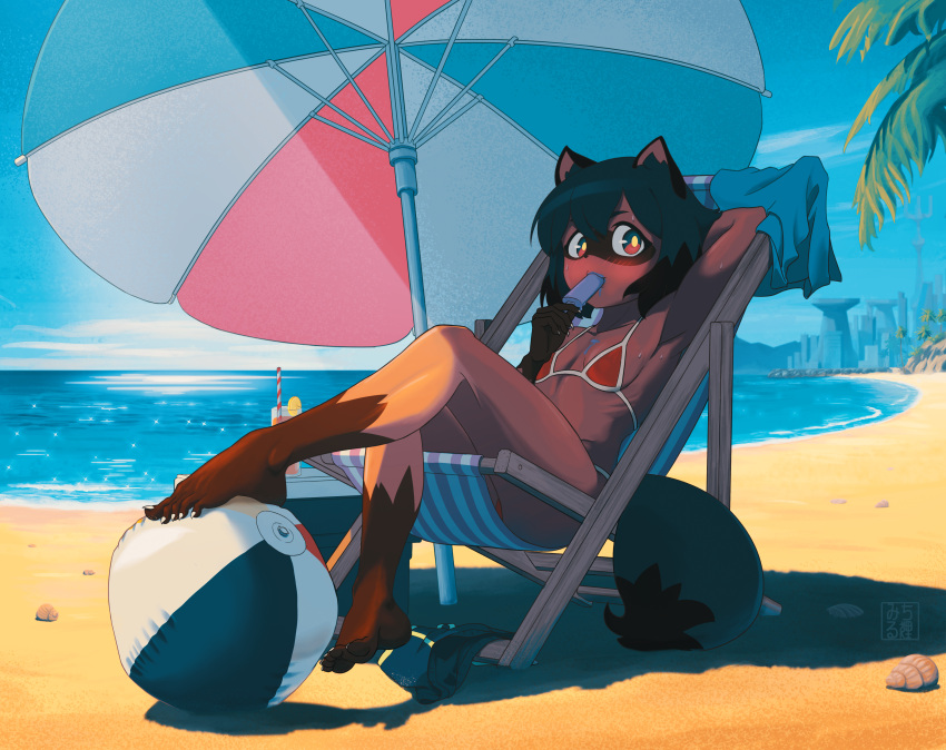 1girl, absurdres, animal_ears, animal_nose, arm_behind_head, armpits, artist_name, ball