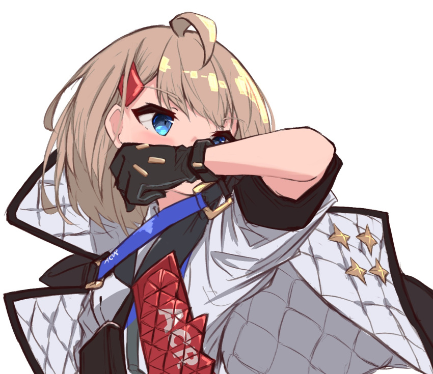 1girl, acr_(girls_frontline), ahoge, bangs, black_gloves, black_jacket, blue_eyes, brown_hair