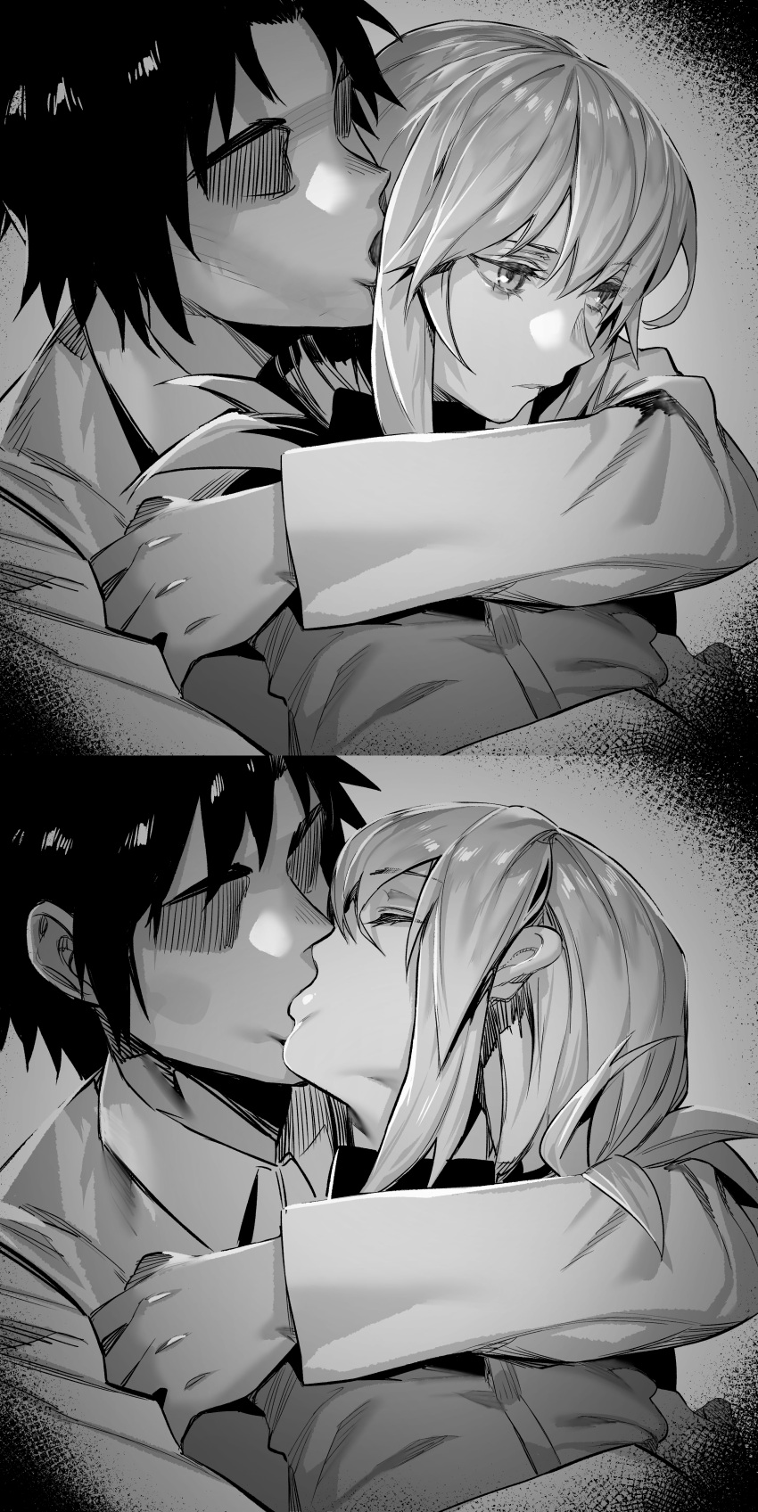 1boy, 1girl, absurdres, closed_eyes, faceless, faceless_male, fate/grand_order, fate_(series)