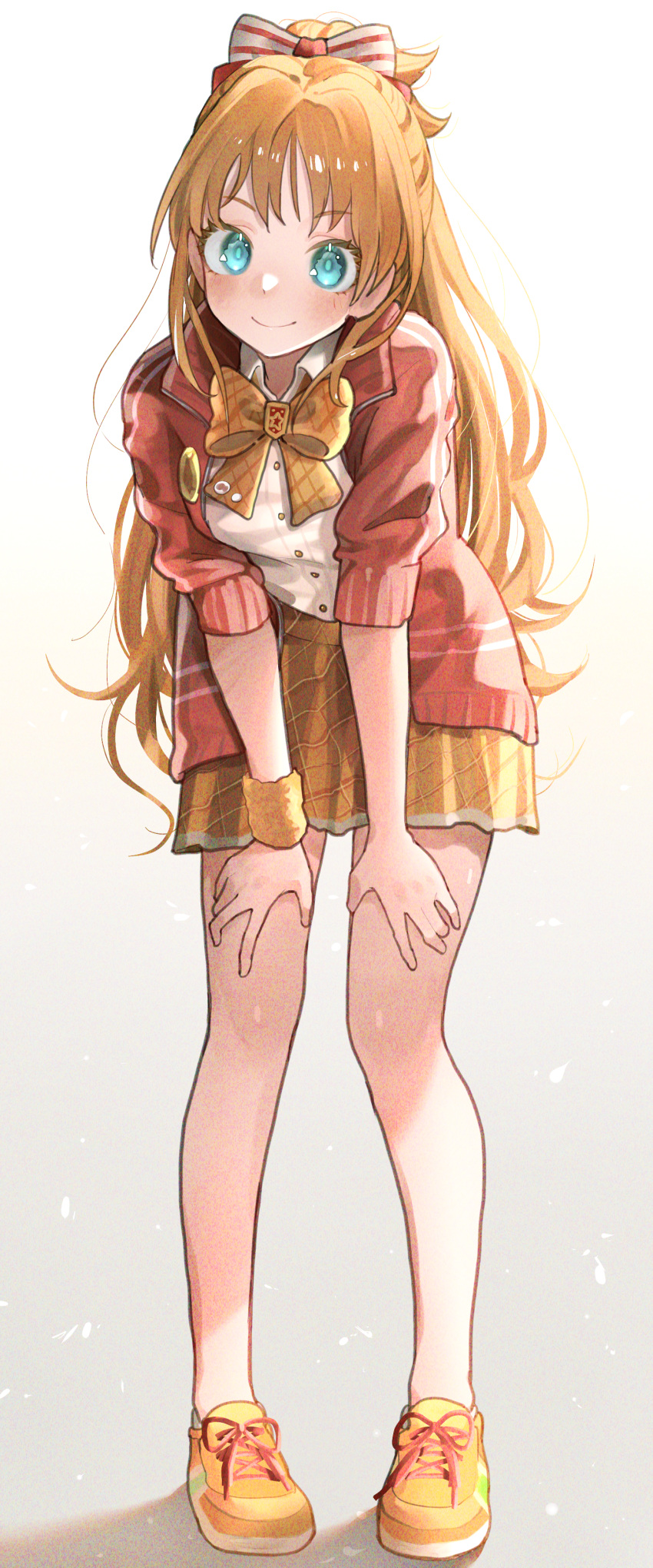 1girl, absurdres, aqua_eyes, bare_legs, bow, bowtie, cosplay, full_body