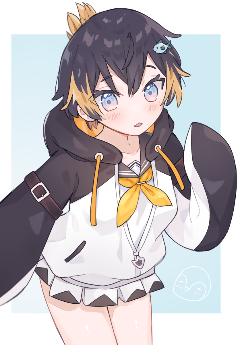 1girl, absurdres, bangs, black_hair, black_hoodie, blush, collarbone, drawstring