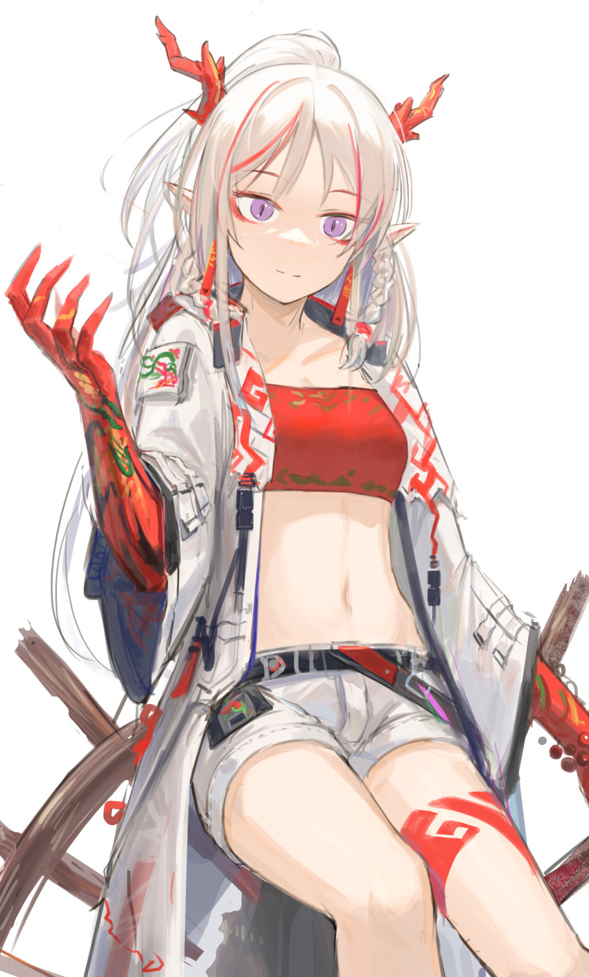 1girl, absurdres, arknights, bandeau, bangs, belt, black_belt, braid