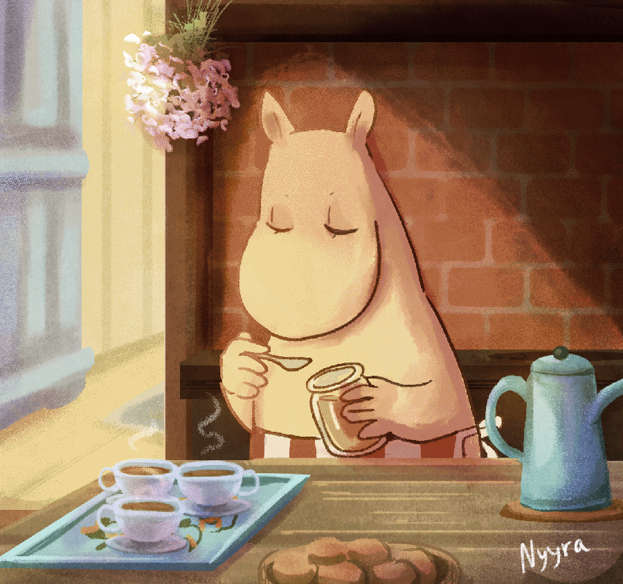 1girl, animated, animated_gif, artist_name, closed_eyes, coffee, coffee_mug, cup