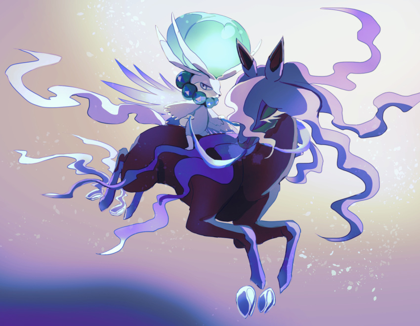 calyrex, calyrex_(shadow_rider), closed_mouth, commentary_request, fusenryo, gen_8_pokemon, grey_eyes, highres
