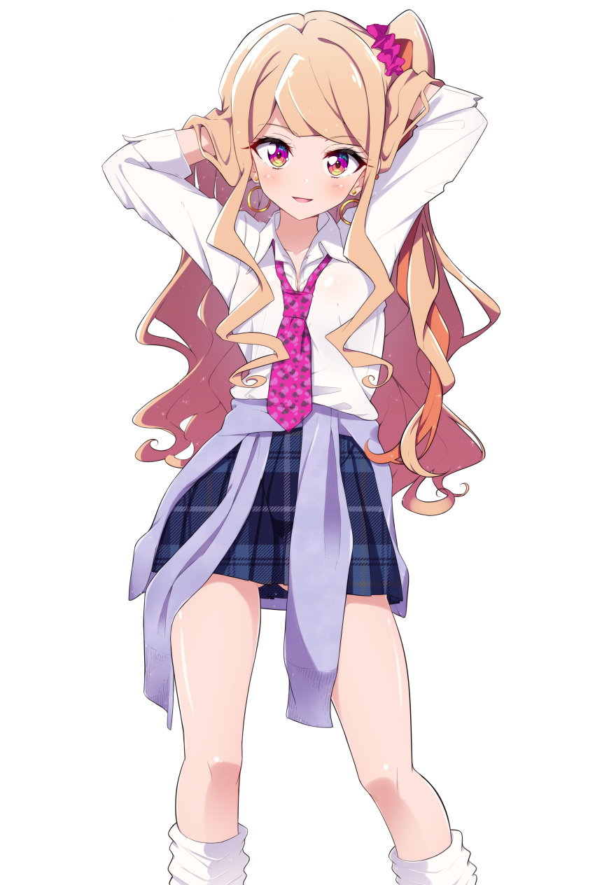 1girl, absurdres, aikatsu!_(series), aikatsu_stars!, arms_up, bangs, blue_skirt, bokkun_(doyagaobyo)