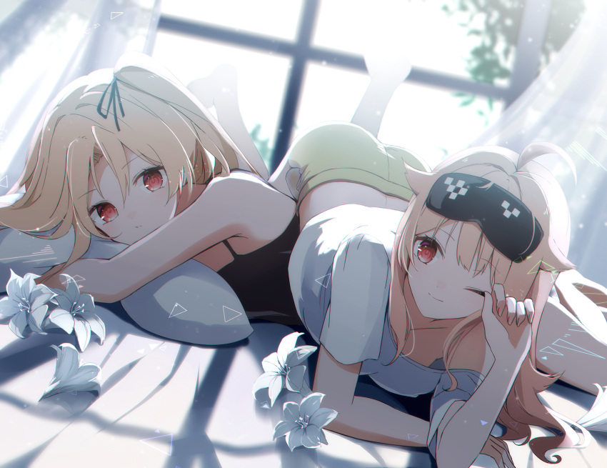 1girl, a.a_(aa772), ahoge, alternate_costume, azur_lane, bare_shoulders, blonde_hair, camisole