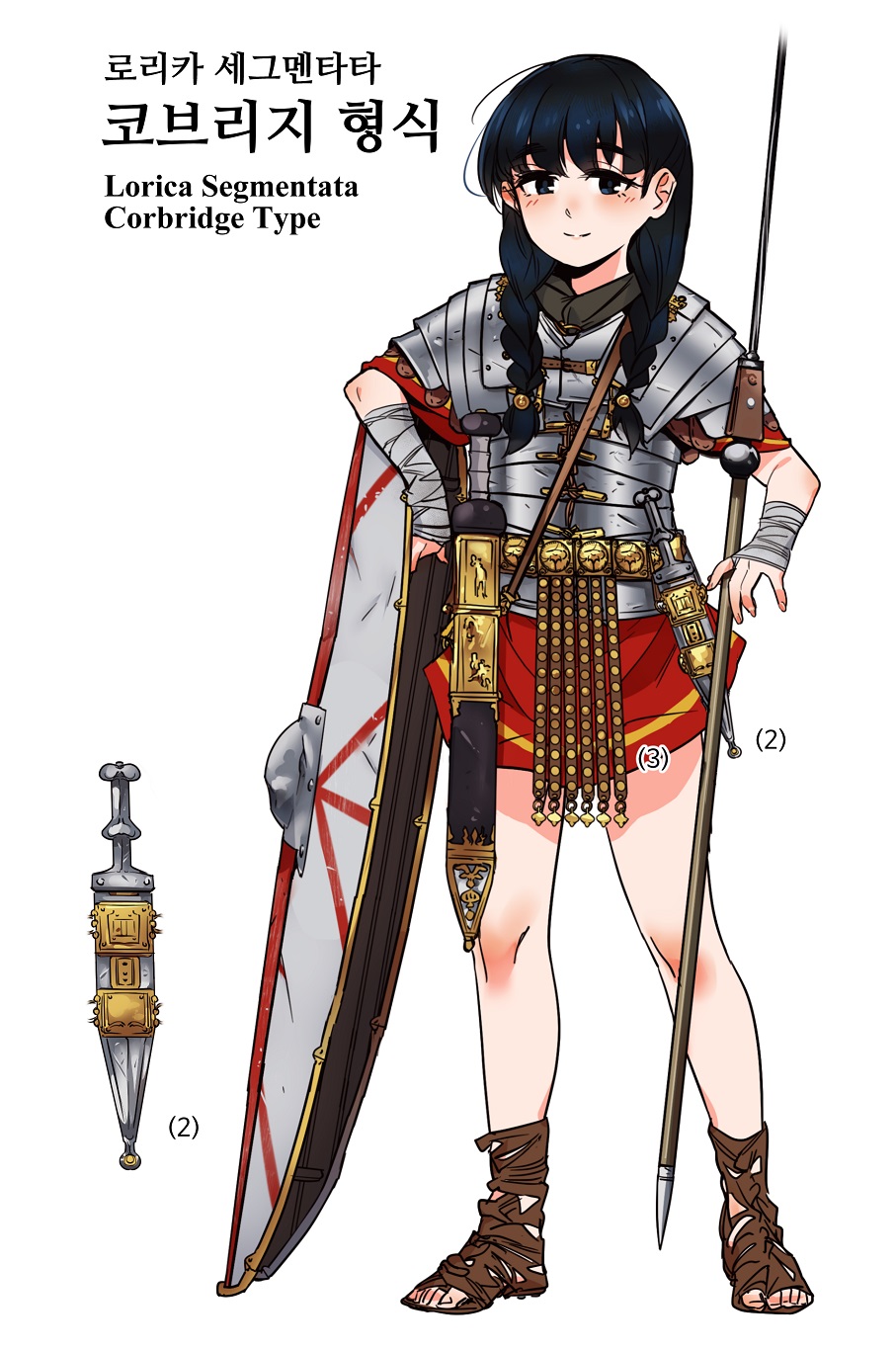 1girl, armor, bandaged_arm, bandages, bangs, belt, bitchcraft123, black_eyes