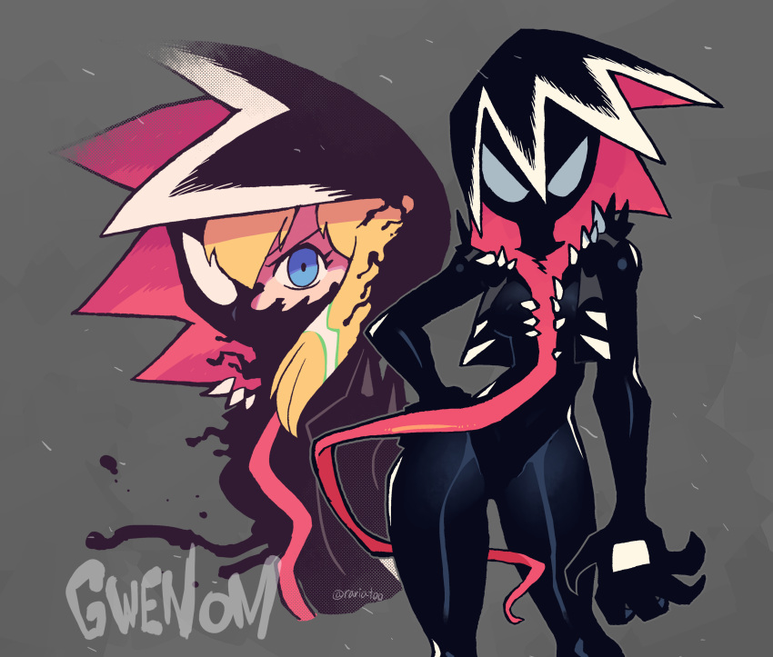 1girl, absurdres, black_bodysuit, blonde_hair, blue_eyes, bodysuit, claws, contrapposto