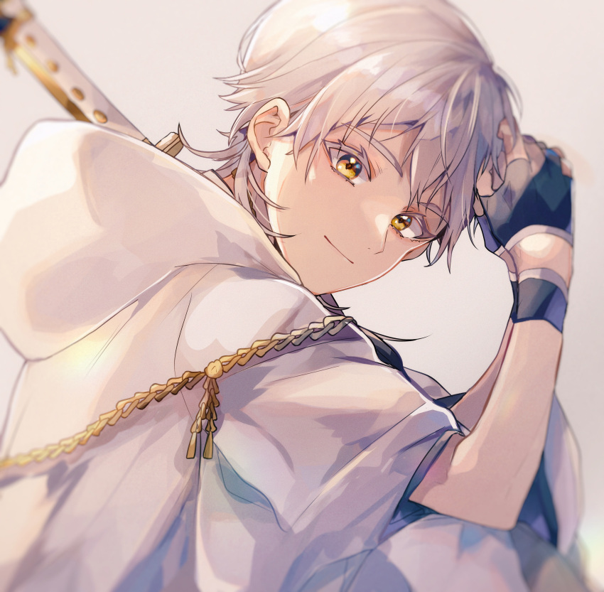 1boy, absurdres, black_gloves, chain, chiro_(chi-bu-ko), gloves, hands_together, highres