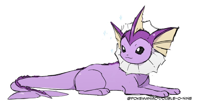 alternate_color, black_eyes, commentary, do9bessa, full_body, gen_1_pokemon, looking_back, lying