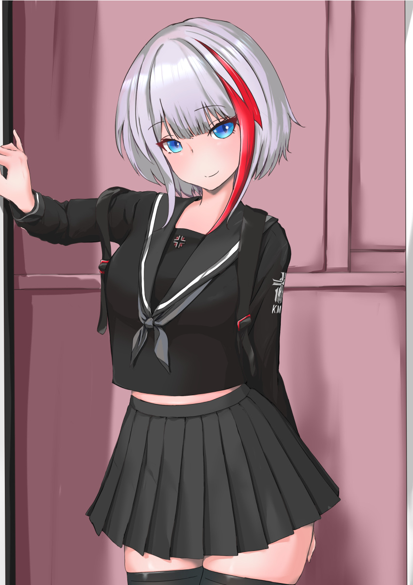 1girl, absurdres, admiral_graf_spee_(azur_lane), azur_lane, bag, bangs, black_serafuku, black_skirt
