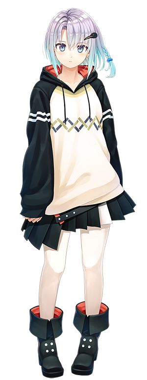 1girl, animal_costume, bangs, black_footwear, blue_eyes, blue_hair, braid, eyebrows_visible_through_hair