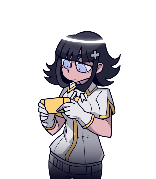 1girl, alternate_eye_color, alternate_hair_color, alternate_hair_ornament, azazel_(helltaker), azazel_(helltaker)_(cosplay), bangs, bini_(xocolatl_501)