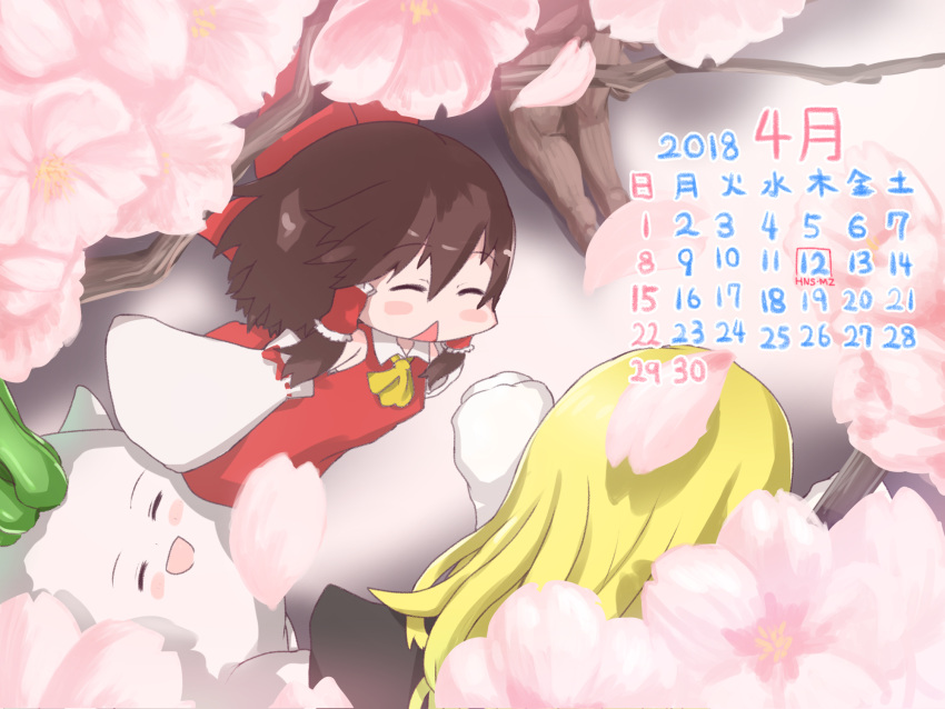 2018, 2girls, april, ascot, bangs, black_dress, blonde_hair, blush_stickers