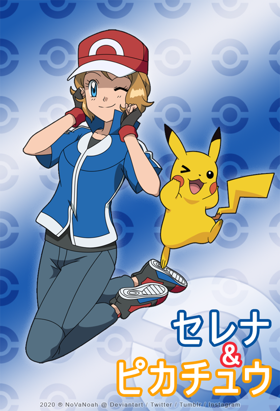 1girl, ash_ketchum, ash_ketchum_(cosplay), baseball_cap, black_gloves, black_shirt, blue_eyes, blue_jacket