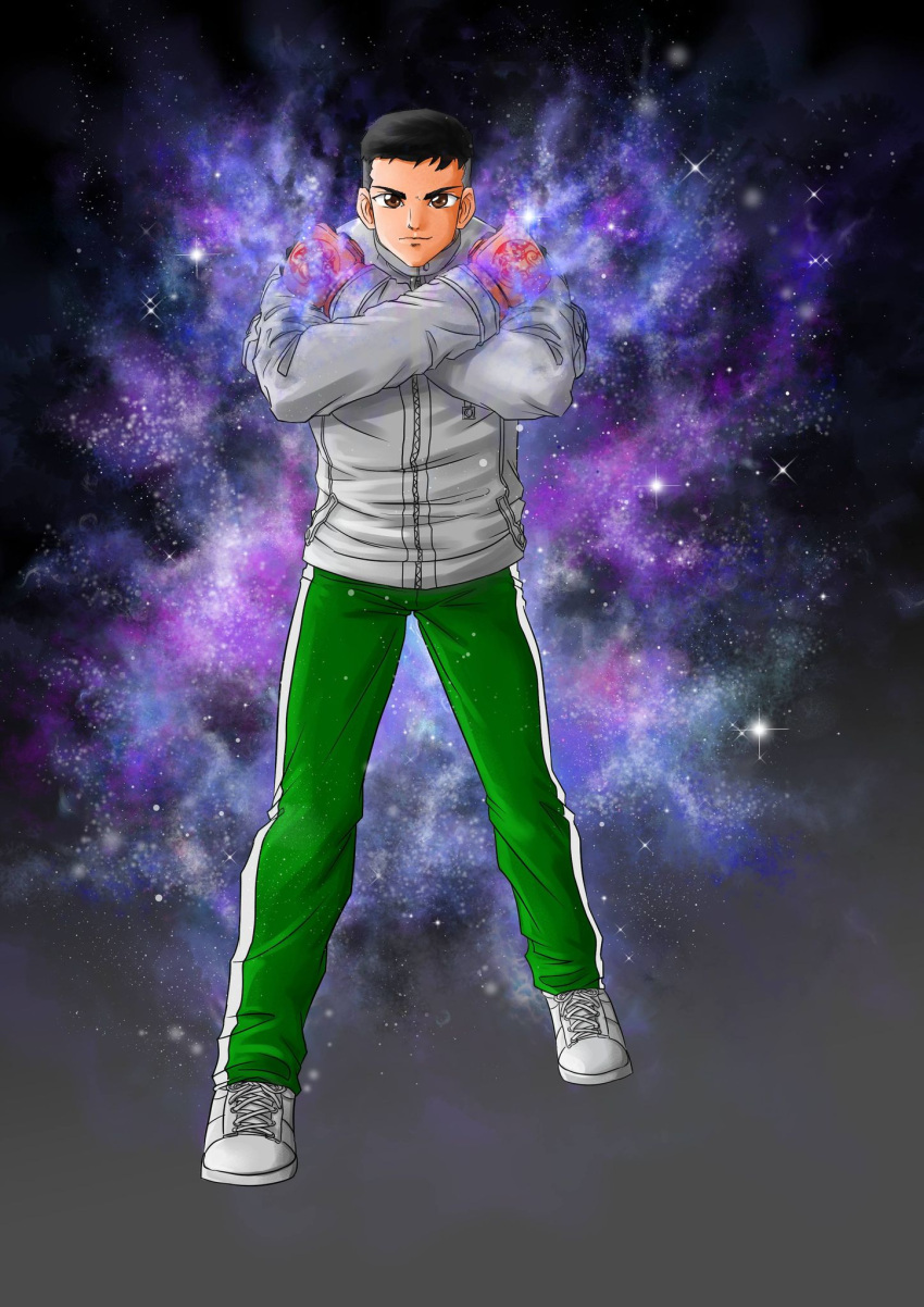 fire, ganbatte_karate, highres, karate, pocket, universe