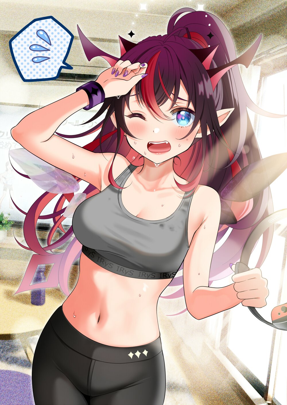 1girl, alternate_hairstyle, armpit_crease, armpits, blue_eyes, breasts, collarbone, highres