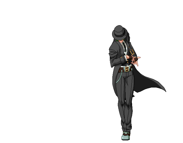 blazblue, gif, green_hair, hat, hazama, official, suit