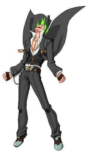 blazblue, gif, green_hair, hat, hazama, official, suit