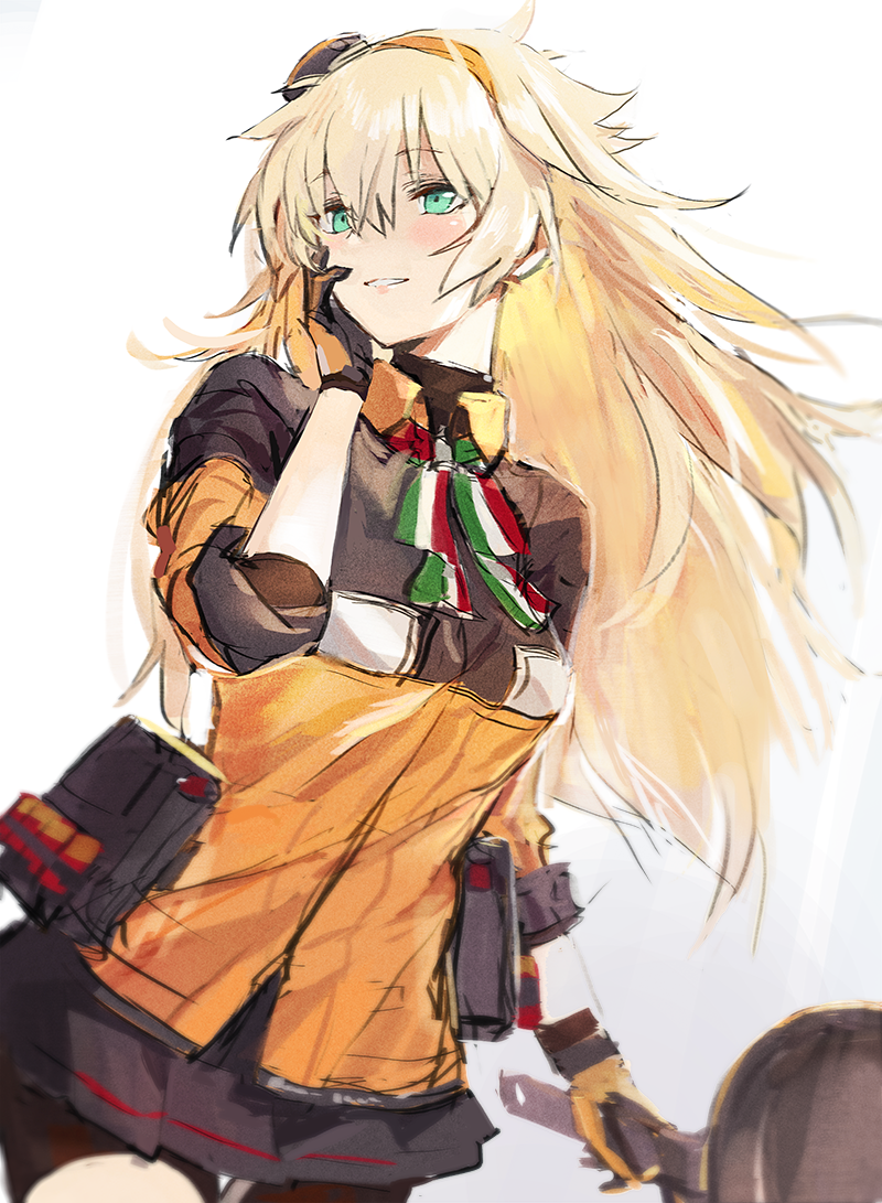 1girl, bangs, bike_shorts, blonde_hair, blue_eyes, breasts, commentary, cowboy_shot