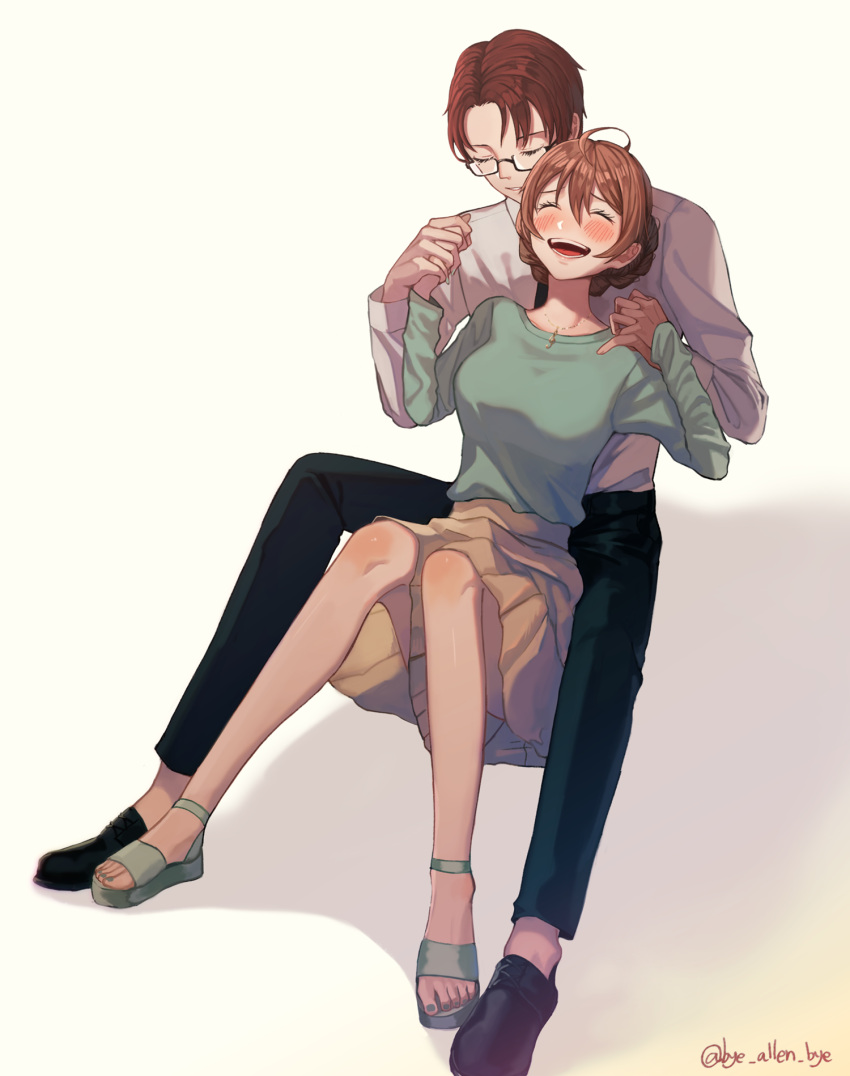1boy, 1girl, :d, ^_^, ^o^, ahoge, blush, blush_stickers