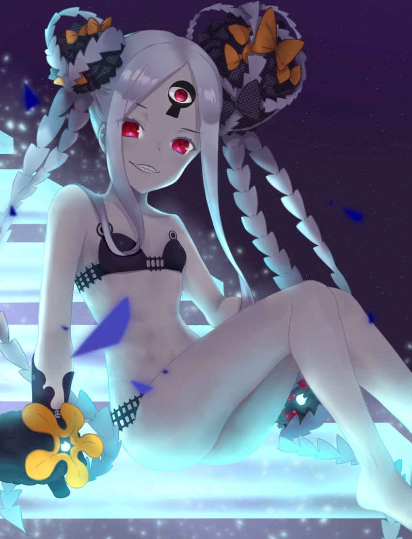 1girl, abigail_williams_(fate), abigail_williams_(swimsuit_foreigner)_(fate), bangs, bare_shoulders, bikini, black_bikini, black_bow