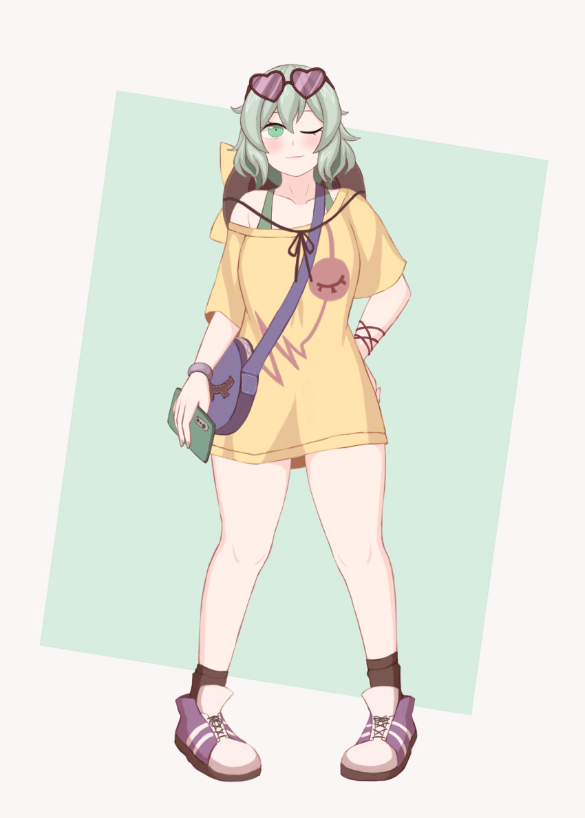 1girl, alternate_costume, bag, bare_legs, black_headwear, black_legwear, bra, bra_strap