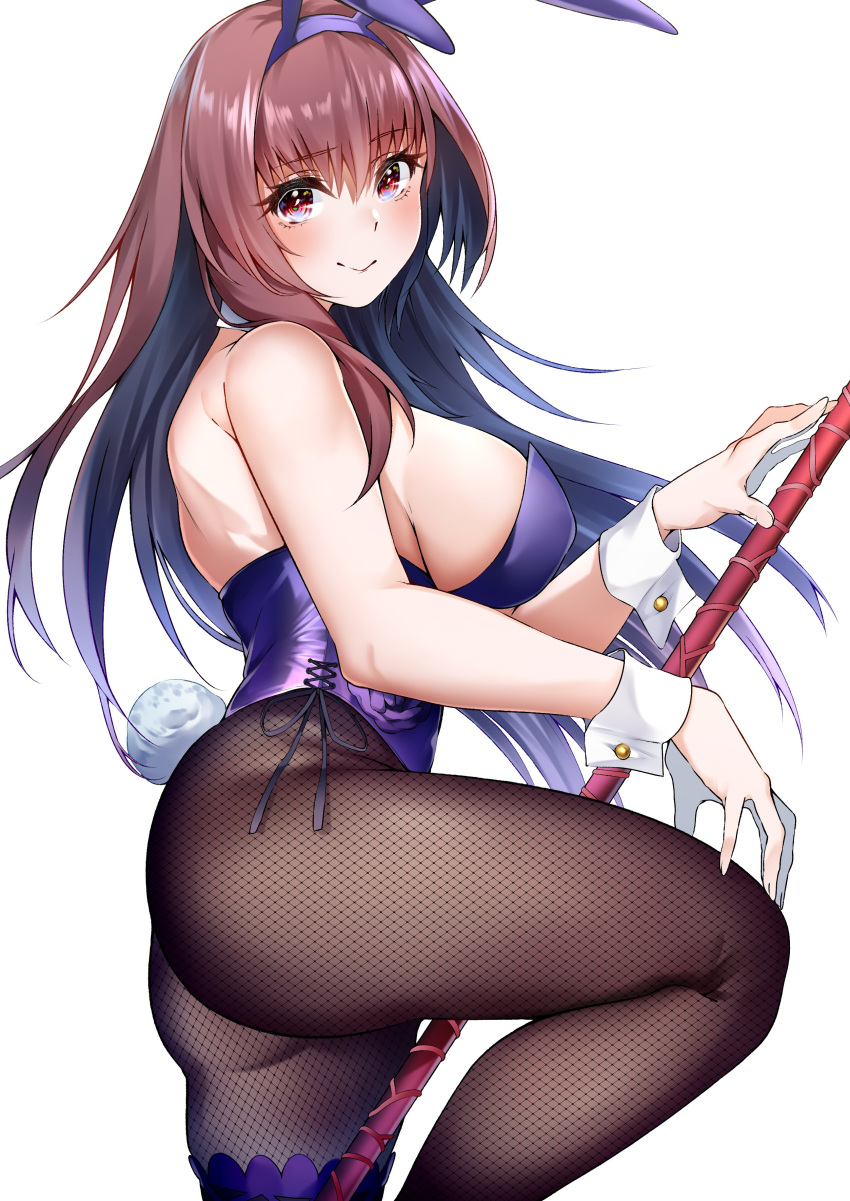 1girl, absurdres, animal_ears, ass, bangs, bare_shoulders, blush, breasts