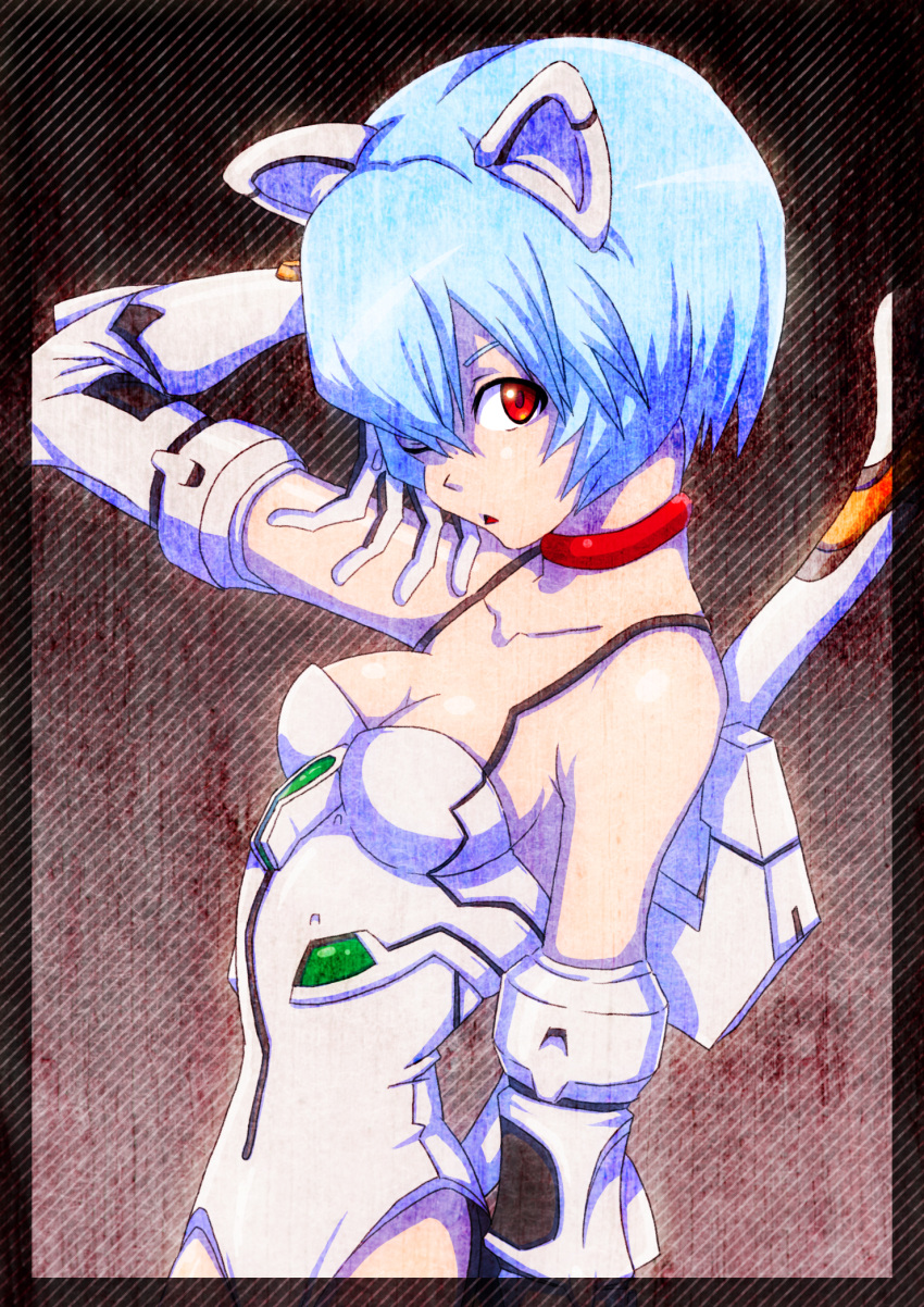 ayanami_rei, blue_hair, cat_ears, highres, neon_genesis_evangelion, p_p_p_s, plugsuit, red_eyes
