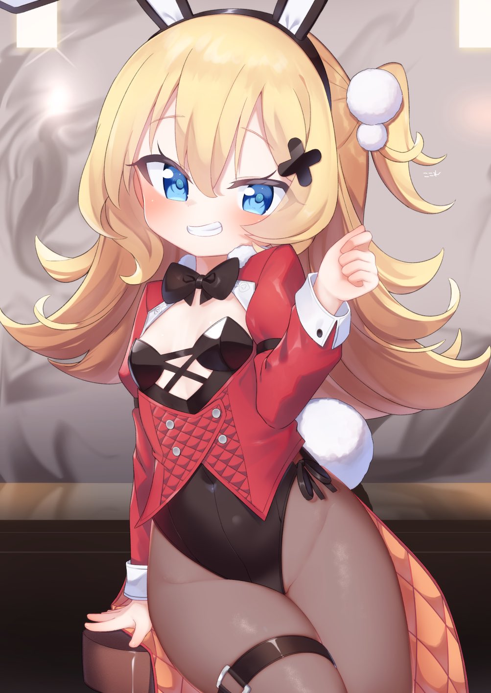 1girl, abercrombie_(azur_lane), abercrombie_(mischief_on_the_rocks)_(azur_lane), animal_ears, azur_lane, bangs, black_hairband, black_leotard