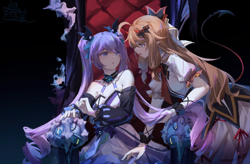 2girls, a-soul, absurdres, ahoge, ava_(a-soul), bangs, bare_shoulders, blue_eyes