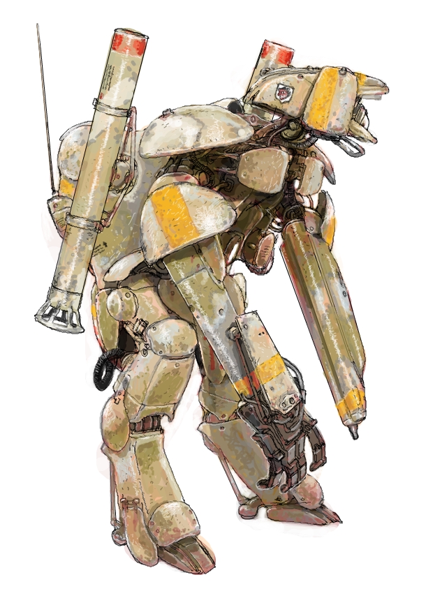 1608_(artist), maschinen_krieger, mecha, no_humans, realistic, robot, rocket_launcher, science_fiction
